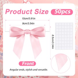 PEUTIER 50pcs Twist Tie Bows, Gift Wrap Bows Ribbon Bows Mini Bow for Wedding Party Bridal Shower Teachers Day Wrapping Treat Bag Present Craft Party Decorations(Pink)