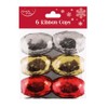 Eurowrap Ribbon Cops, Pack of 6 - Silver, Gold, Red