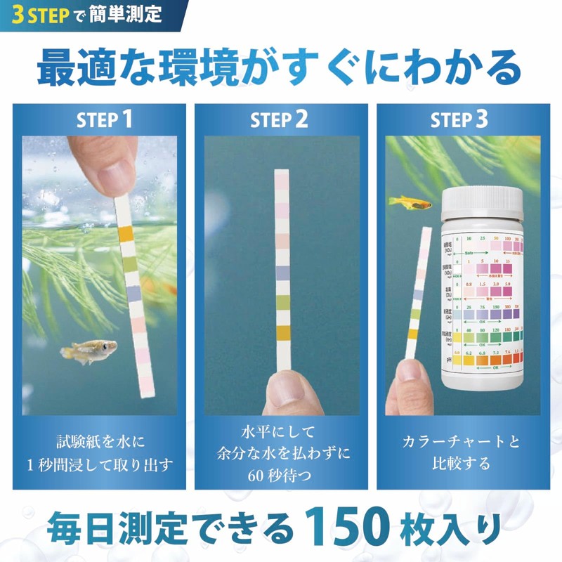 Wiselabo Aquarium Water Quality Test 6 in 1 150 Times