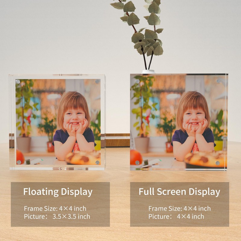 Sezanrpt Acrylic 4x4 Square Picture Frame, Magnetic Acrylic Picture Frames