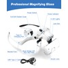 Anpro Magnifying Glasses Headset with Light, 5 Detachable Lenses (1X-3.5X),