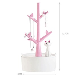 Fantes Jewelry Holder Organiser Cat & Tree Jewelry Necklace Earring Bracelet Hair Tie Holder Organiser (Pink)