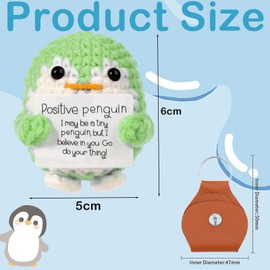 2 PCS Positive Penguin, Positive Animals, Emotional Support Plush, Pocket Penguin with Postive Message Card, Plush Crochet Gifts for Women Men Home Office Desk Decor