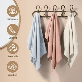 Peepeemax Baby Swaddle Blanket, Large Muslin Cloths for Baby 100x100cm, Soft and Absorbent Muslin Blanket for Newborn Receiving Blanket for Boys and Girls, Pack of 3 (Pink)