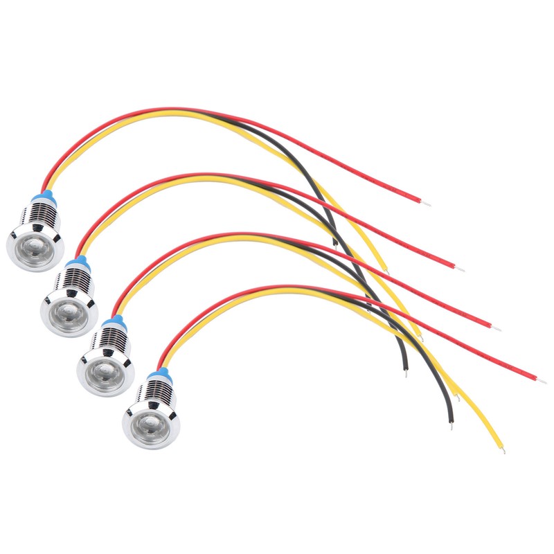 4 Sets PreWired Round LEDs Waterproof 2Color Indicator Common Cathod