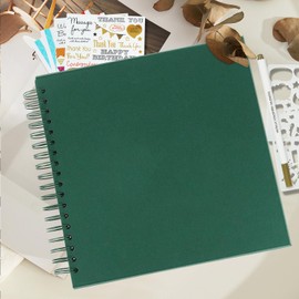 Miaikoe DIY Scrapbook Album 20.5x20.5 cm Hardcover Kraft Blank Paper Scrap Book with 20 Sheets Memory Book for Family Wedding Photography Anniversary (Dark Green)