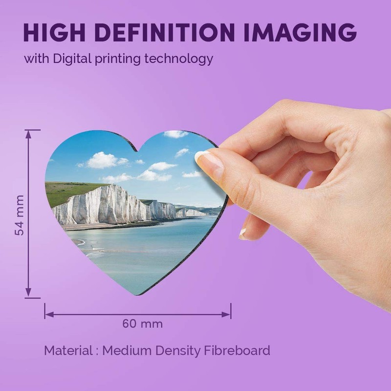 1 x Heart MDF Magnets - Seven Sisters Chalk Cliffs