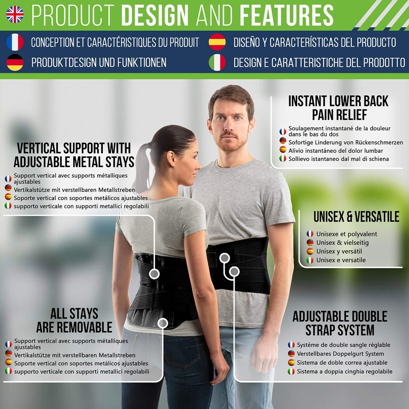 aHeal Back Support Belt & Back Brace for Men and