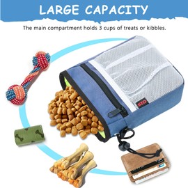 Dog Treat Pouch - 3 Ways to Wear Treat Pouches for Pet Training and 2 Pieces Clicker Taining for Dogs, Dog Training Treat Pouch Bag and Dog Clicker for Training with Waist Belt Shoulder Strap - Blue