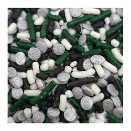 NCS Philadelphia Football Dark Green, Silver, Black, and White Jimmies Edible Sprinkles - 8 ounces - Great for Cupcakes, Cookies, Cakes, Cakes Pops
