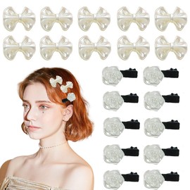 Mini Bowknot Hair Clips Flower Pearl Hair Clip Small Cute Bow Hairpin White Hair Barrettes for Women Cute Hair Accessories Bowknot Hair Clip (White，20pcs)