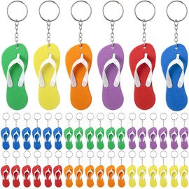 Nosiny 36 Pack Flip Flop Keychains, Colorful EVA Sandal Keychains for Party Favors, Backpack, Luggage, Keyring Assorted Colors