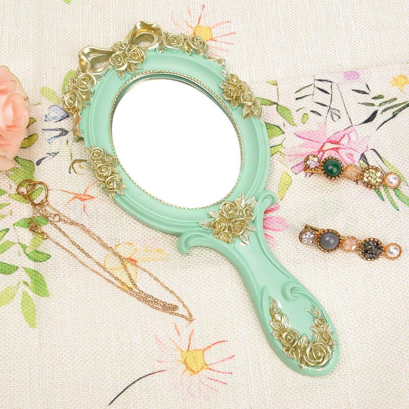 Nerien Estilo Vintage Espejo de Vanidad Ovalado Rosa Espejo de