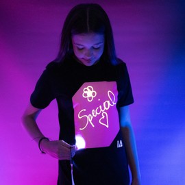 Illuminated Apparel Interactive Glow in The Dark T-Shirt Black Peach (7-8 Years)