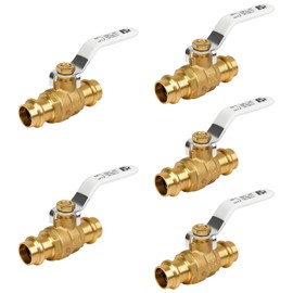 (5 Pack）BH 1/2" ProPress Brass Ball Valve Press-Fit Ball Valve Fittings to Press into Copper（Lead-Free, Pro Press Brass Ball Valve 1/2, 5PCS)