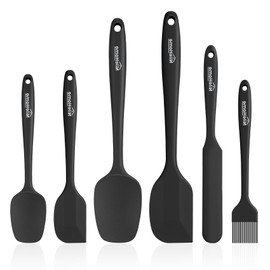 NileHome - Juego de espátulas de silicona, 6 piezas, utensilios de cocina de grado alimenticio con cepillo de silicona, espátula de goma resistente al