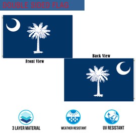 South Carolina Flag Double Sided 2x3 Outdoor- Heavy Duty 3ply South Carolina State Flag Super Durable 2 Rows Stitched Edge Canvas Header with 2 Brass Grommets
