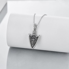 YAFEINI Arrowhead Necklace Sterling Silver Norse Viking Arrow Pendant Amulet Necklace Birthday Jewelry Gifts for Men