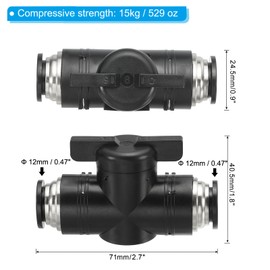 PATIKIL 12mm Pneumatic Ball Valve, 1 Pcs Push to Connect Fittings Quick Connect Tube Fittings Air Flow Control Valve for Pneumatic Systems Automation Manufacturing, Black