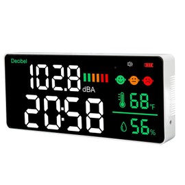 Decibel Meter Sound Level Reader, 4 in 1 11 Inch Large LED Display Wall Mounted Noise Decibel Reader Meter, Noise Temperature Humidity Meter for Home Studio Factory Classroom