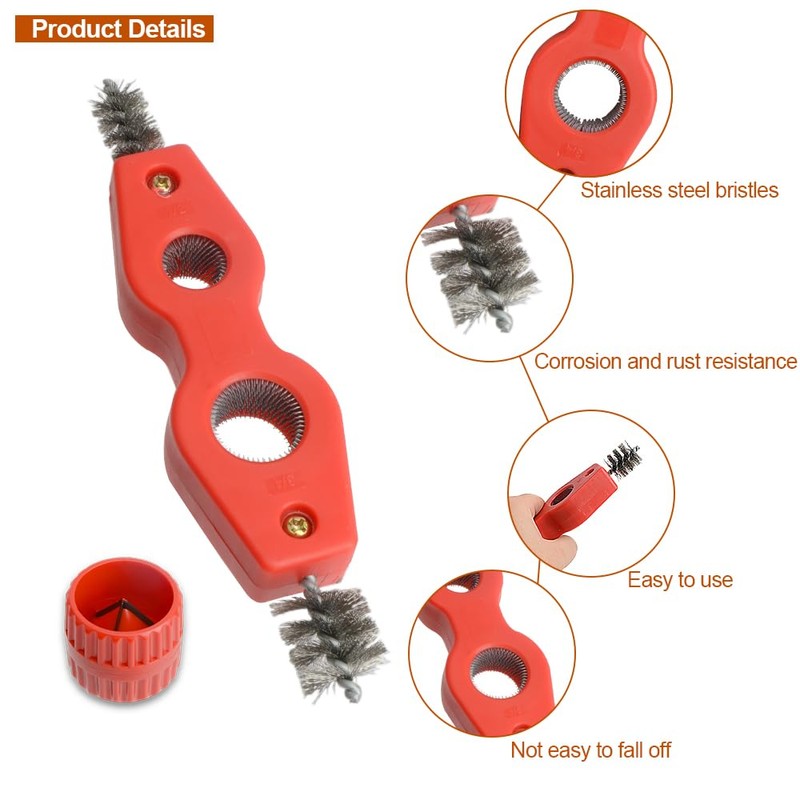 Copper Pipe Cleaner and Reamer Set, 4 in-1 Copper Tubing