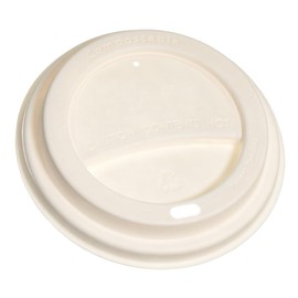 Disposable Fiber Coffee Cup Dome Lids for Coffee & Tea Cups - 100% Compostable & Biodegradable - Fits 10oz, 12oz, 16oz, 20oz Paper Cups - Durable & Sturdy - Easy Sip Hole - 90MM Size (150)