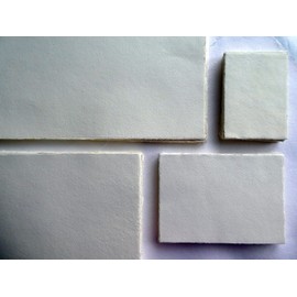 Handmade handmade paper, deckle edge, printer-friendly A6, 25 sheets/set, soft vanilla/ecru 140 g/m², watercolour paper, cotton linters