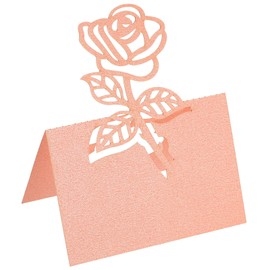 PATIKIL Table Name Place Cards,50Pcs 4.68 x 3.51inch Favor Decor Rose Cut Design Blank Card for Wedding Party Seating Place Cards Pink