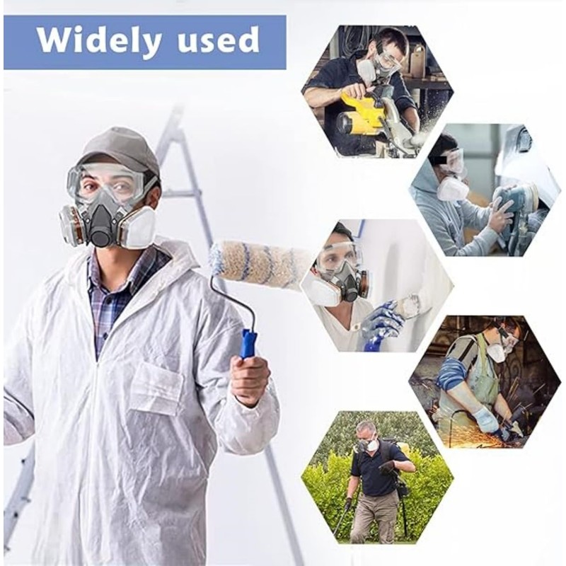 ANUNU Respirator Mask with Filter and Glasses, Chemical Face Protection
