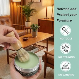 Furniture Salve, Furniture Repair Salve & Brush Set - Furniture Polisher Cleaner and Condi