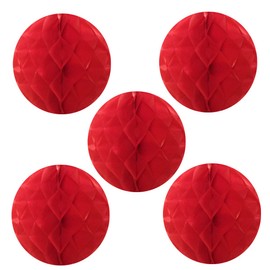 Wrapables 6" Set of 5 Tissue Honeycomb Ball Party Decorations for Weddings, Birthday Parties, Baby Showers, and Nursery Décor, Red