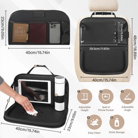JEYODA Car Back Seat Organizer with Tablet Holder - Multi-Pocket Storage Organizer for Auto Mobile Office & Dining, Adjustable Height Folding Design, Fit for Most Car SUV Van