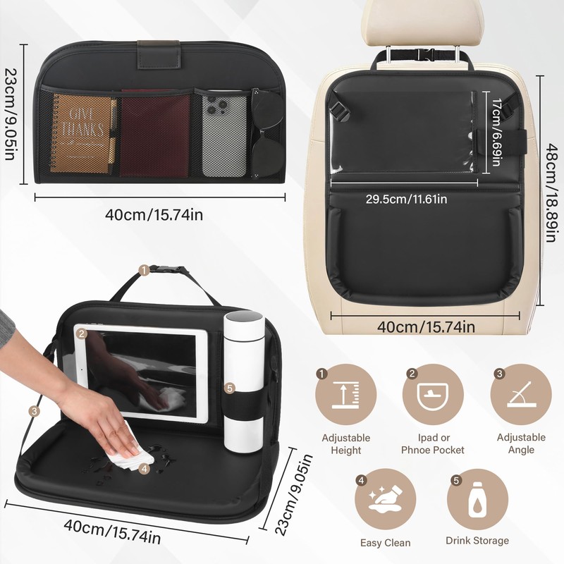 JEYODA Car Back Seat Organizer with Tablet Holder - Multi-Pocket