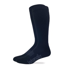 Wrangler Men's Wick Dry Western Boot Extended Size Sock, Black