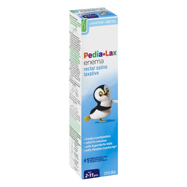 Pedia-Lax Laxative Saline Enema for Kids, Ages 2-11, 2.25 fl oz (12 Pack)