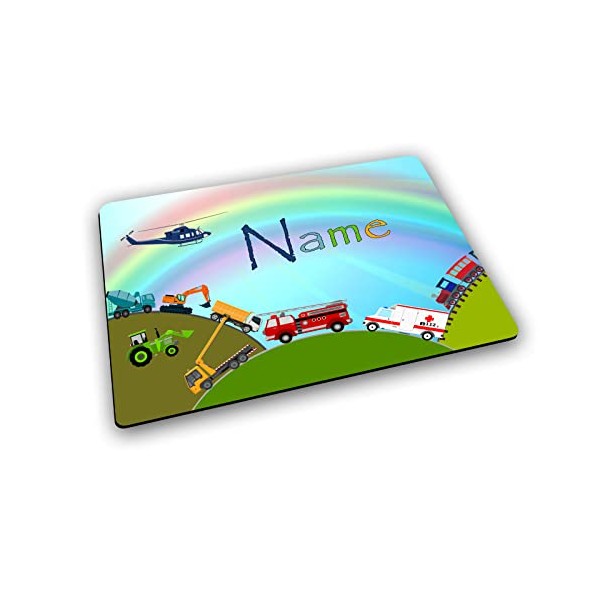 Fahrzeuge Textil Tischset mit Name/Gummir√ºckseite/Platzdeckchen Platzset/personalisiert