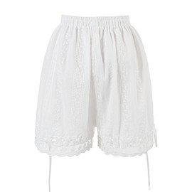 FCCAM Vintage Bloomers Women's Shorts with Lace Victorian Shorts Bloomers Shorts Women's Vintage Bloomers Shorts White Shorts, White 1136, L-XL