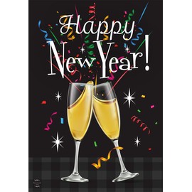 Briarwood Lane Happy New Year Double-Sided House Flag Champagne Glasses Toast 28" x 40"