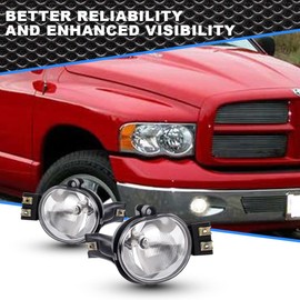 CNNELL Fog Lights Compatible with 1994-2001 DODGE RAM 1500/1994-2002 DODGE RAM 2500 3500, Clear lens