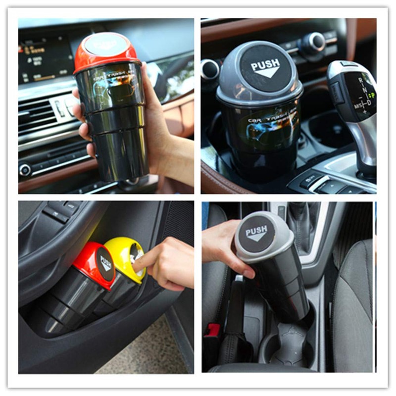 AISIBO Car Trash Can with Lid, Automotive Cup Holder Mini