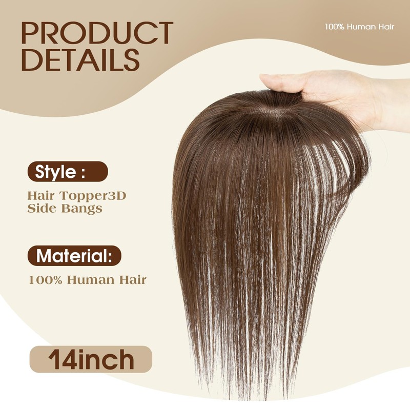 TANJET 14 Inches Human Hair Toppers for Women Real Hair