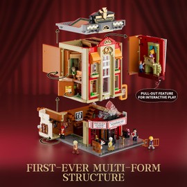 FUNWHOLE Balcony-Theatre Lighting Building-Bricks Set - City Town Creator House LED Light Multi-Form Modular Collectible Display Kit 2445 Pcs for Adults and Movie Lovers