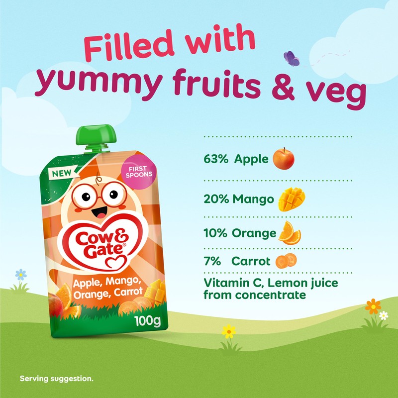 Cow & Gate Fruit Pouch Apple Mango Orange & Carrot