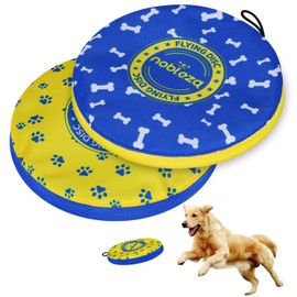 Nobleza 2 Pack Dog Flying Disc, Floatable Dog Disc Toy for Long-Distance Flies and Floats, Lightweight Soft Flying Discs Toy for Medium Large Dogs to Fetch & Catch, Blue & Yellow
