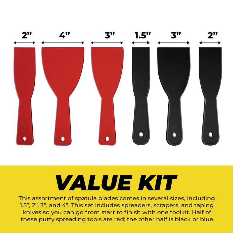 Qualihome Putty Knife Set | 6 Flexible Paint Scrapers for