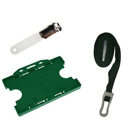 ID Card It ID Card Holder Double Sided, Lanyard Neck Strap & Crocodile Strap Safety Clip - Green (1)