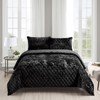 Fredsure Distressed Velvet Quilt Set, 3 Pieces Black Queen, Distressed