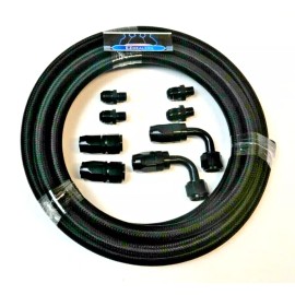EZ-Line kit Automatic Transmission Cooler Line Kit -8AN Steel Braided Hose Kit 4L60E 4L65E