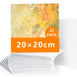 20 Packs Blank Canvas Panels Board, 20 x 20 cm(8" x 8") Canvas for Painting for Acrylic, Oil Painting, Art