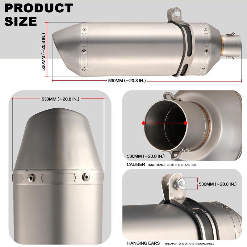18.5'' Universal Slip-on Exhaust Muffler for Motorcycle ADV ATV UTV,